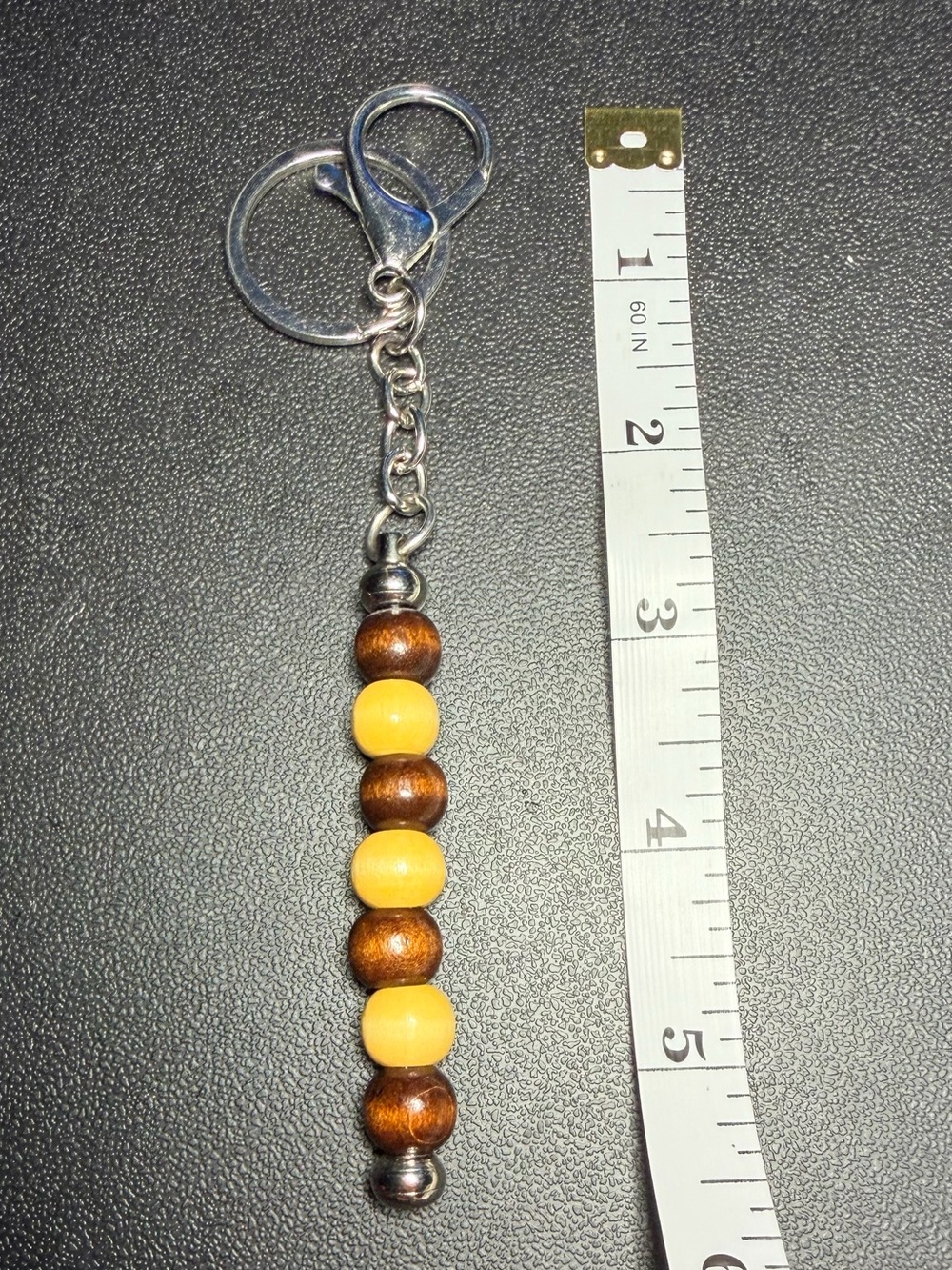 ✨Handmade ✨Yellow and Brown Beaded Keychain Charm